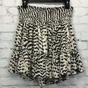 Altar'd State Tiered Ruffled Skirt Womens Size XS Brown/Black/Beige Animal Print